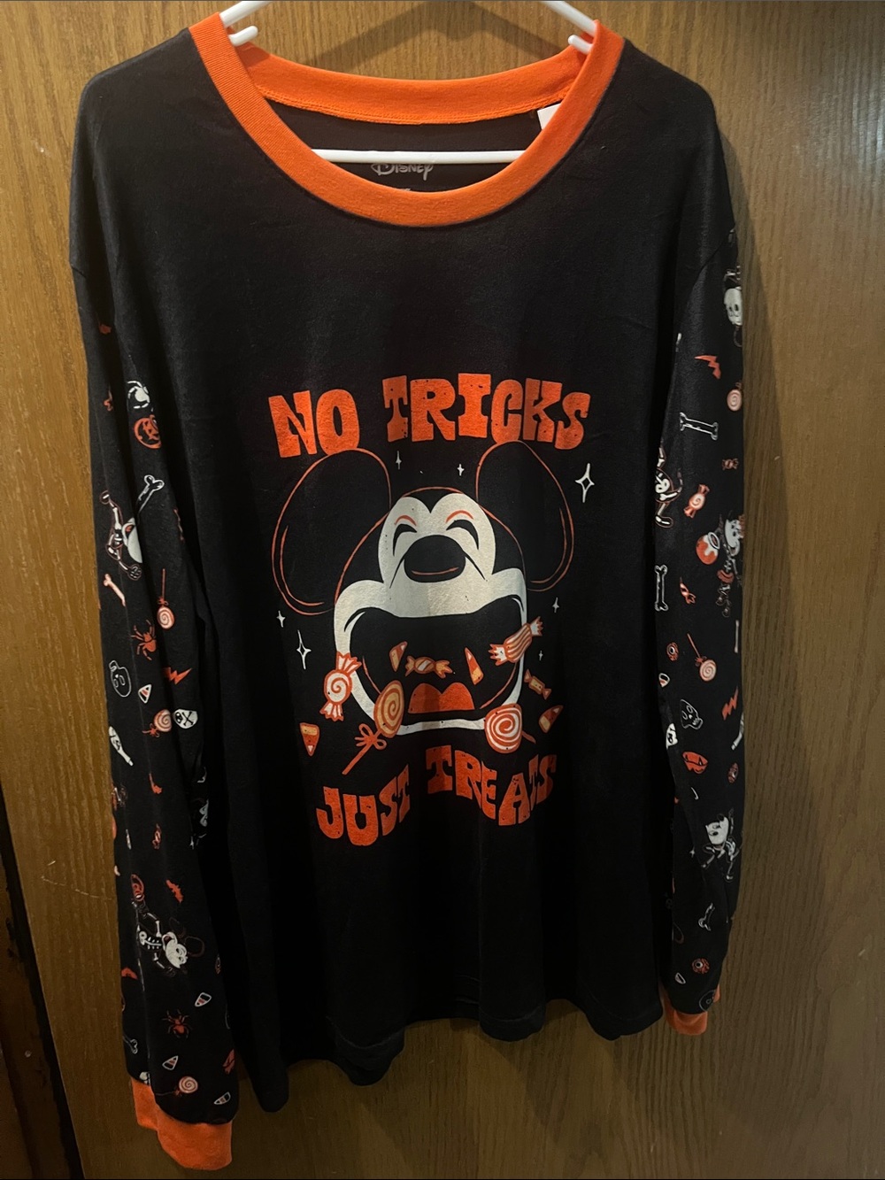Disney Black & Orange Halloween Mickey 'No Tricks Just Treats' Long Sleeve Top